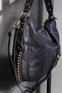 CAMPOMAGGI shoulder bag + faceted studs | black