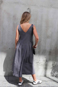 NICOLA SCREEN pleat dress | asphalt