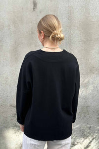 NICOLA SCREEN tie sweater merino wool | black