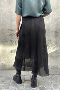 NICOLA SCREEN urchin bias midi skirt | hand dyed black