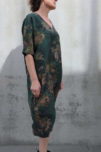 NICOLA SCREEN v pocket dress mud silk | empress jade floral