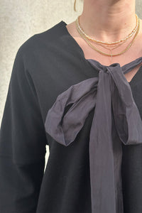 NICOLA SCREEN tie sweater boiled merino wool | black