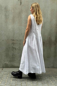 NICOLA SCREEN pleat dress | white