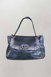 CAMPOMAGGI hand bag large + silver medium & small studs black