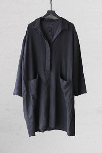 NICOLA SCREEN workers coat japanese wool linen | natural dyed black