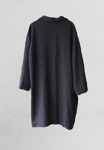 NICOLA SCREEN workers coat japanese wool linen | natural dyed black