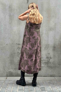 NICOLA SCREEN apron dress maxi | mulberry flower