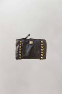 CAMPOMAGGI wallet + faceted bronze studs | black
