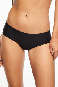 Front of model wearing Chantelle hipster brief in black