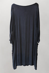 NICOLA SCREEN panel pleat dress with sleeve | black