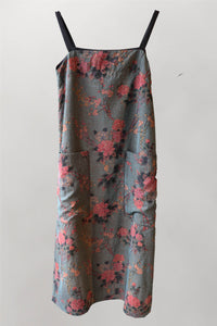 NICOLA SCREEN apron dress maxi mud silk | jade floral