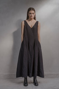 NICOLA SCREEN pleat dress | black