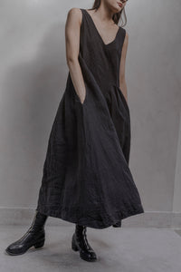 NICOLA SCREEN pleat dress | black